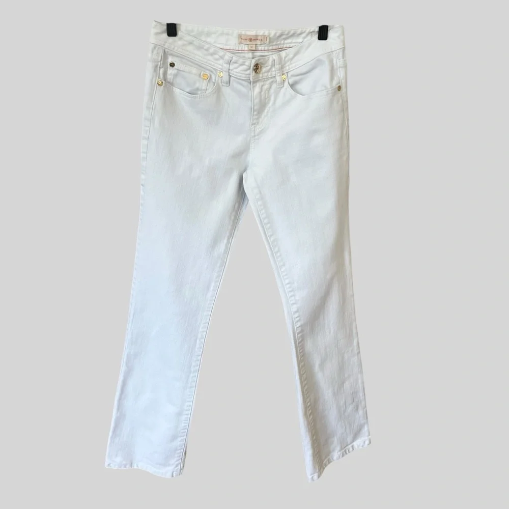Tory Burch Women's White Straight Leg Jeans